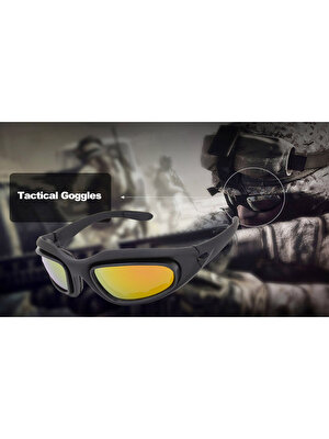 Shopfocus Polarize UV400 Taktik Gözlük - Siyah (Yurt Dışından)
