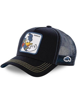 Sanlindou Anime Karikatür Mickey Donald Duck Snapback Pamuk Beyzbol Şapkası, Erkekler Kadınlar Kalça (Donald Duck Black) (Yurt Dışından)