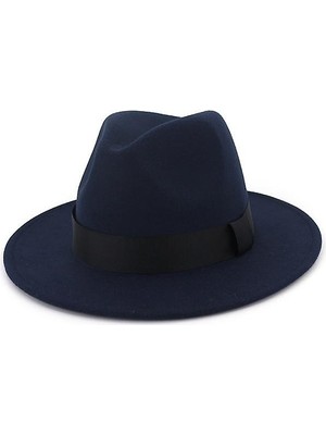 Sanlindou Vintage Fedora Erkekler Yün Geniş Ağız Üst Şapka / Chapeau Black Kilisesi Şapka Ve Mowler (Bir Boyut) (Yurt Dışından)