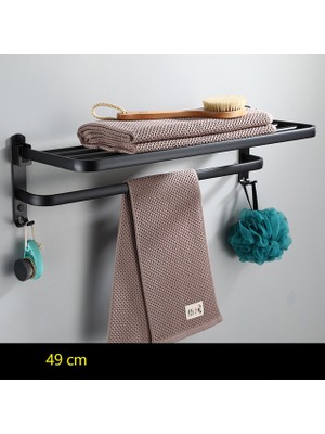 Sanlindou 49 Cm Siyah Havlu Tutucu Banyo Flotable Havlu Raf Raf Depolama İle Duvara Monte Havlu Askı Havlu Kanca Siyah | Havlu Barlar (Yurt Dışından)