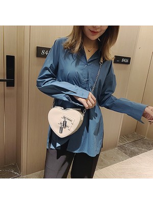 Sanlindou Kadın Çantalar Ve Çanta Moda Kırmızı Aşk Kalp Şekli Omuz Çantası Kadın Zincir Crossbody Çanta Bayanlar Çanta Ve Debriyaj Çanta | Omuz Çantaları (Beyaz) (Yurt Dışından)