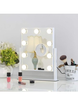 Sanlindou Hollywood Stil Işıklı Makyaj Aynası Işıklar İle Kozmetik Güzellik Vanity 9X3 W Dim Dim Led Ampuller Kız Arkadaşı Için Büyüteç Hediye | Makyaj Aynaları (Beyaz) (Yurt Dışından)