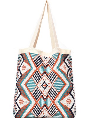 Sanlindou Çingene Bohemian Boho Chic Aztek Tote Çanta Kadın Tığ Yün Açık Shopper Üst Kolu Çanta Kadın Günlük Çanta | Üst Kolu Çanta (Beyaz) (Yurt Dışından)