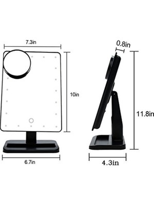 Sanlindou Led Işık Makyaj Aynası Lambası 10X Büyüteç Pil Vanity Büyüteç Makyaj Mini Banyo Kozmetik Banyo Akıllı Vantuz | Makyaj Aynaları (Siyah) (Yurt Dışından)