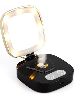 Sanlindousanlindou Mini Işıklı Püskürtücü Makyaj Aynası - Siyah (Yurt Dışından)