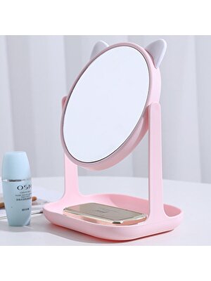 Sanlindou Yeni Makyaj Aynası Bayanlar Makyaj Depolama İle Masaüstü 360 Dönen Ayna Yuvarlak Şekil Kozmetik Aynalar Oda Kız Için | Makyaj Aynaları (Pembe) (Yurt Dışından)