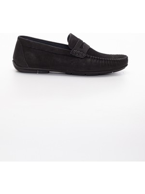 Deri Loafer Siyah Nubuk Ayakkabı