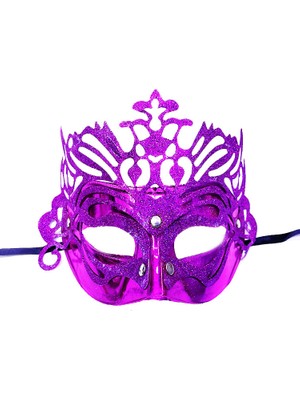 KENPAZAR Tuğra Ticaret Metalik Fuşya Pembe Renk Masquerade Kelebek Simli Parti Maskesi 23X14 cm