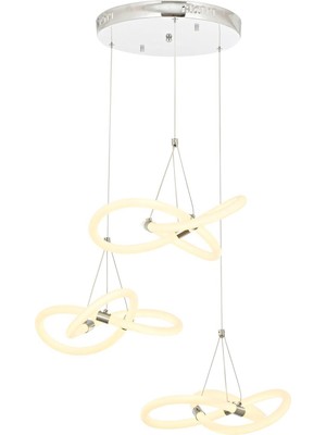 Avonni AV-5275-3KT Krom Kaplama Modern Avize LED Metal Pleksi H: 100 cm, Ø: 50 cm