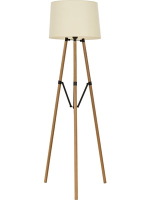 AVONNI LM-9130-1N Siyah Boyalı Lambader E27 Metal Ahşap Kumaş 50cm