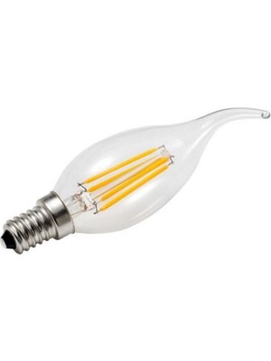 Ecolite  4W =40 W Sarı Işık Kıvrık  LED Flament Klasik Şeffaf E14 Duy Mum Ampül 3 Adet