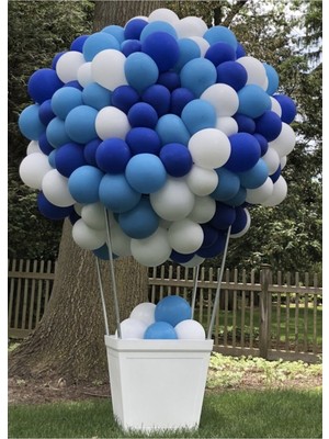 Best Parti Pastel Beyaz-Açık Mavi-Koyu Mavi Balon Zinciri 50 Adet  + 5 mt Balon Zinciri