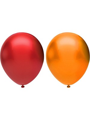 Best Parti Metalik Balon Seti 100 Adet ( Kırmızı, Turuncu)