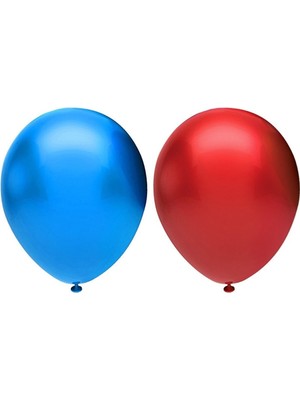 Best Parti Metalik Balon Seti 10 Adet ( Koyu Mavi, Kırmızı)