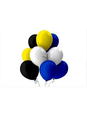 Best Parti Koyu Mavi-Beyaz-Sarı-Siyah Pastel Soft Balon 25 Adet