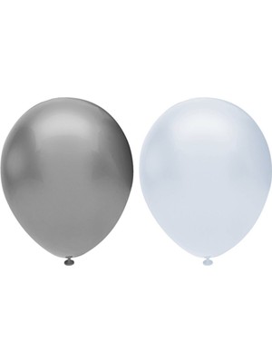 Best Parti Metalik Balon Seti 100 Adet ( Beyaz, Gümüş)