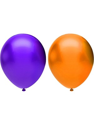 Best Parti Metalik Balon Seti 50 Adet ( Mor, Turuncu )