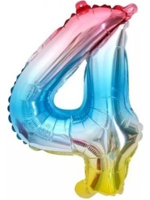 Best Parti Gökkuşağı Renk 4 Rakamı Folyo Balon 76 cm