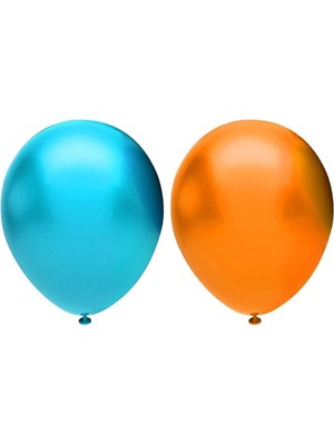 Best Parti Metalik Balon Seti 50 Adet ( Açık Mavi, Turuncu)