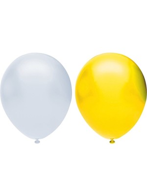 Best Parti Metalik Balon Seti 100 Adet ( Beyaz, Sarı)