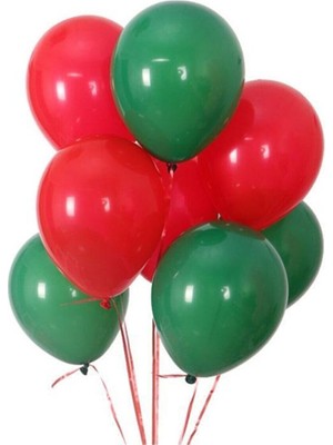 Best Parti Yılbaşı Latex Balon Pastel Koyu Yeşil Kırmızı 100 Adet + 5 mt Balon Zinciri