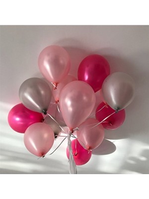 Best Parti Fuşya - Pembe - Gümüş Karışık Metalik Balon 70 Adet + 5 mt Balon Zinciri