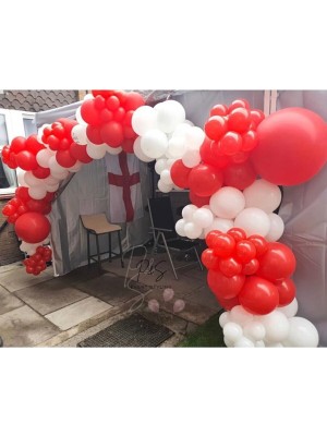 Best Parti Pastel Kırmızı Beyaz Balon Zinciri 50 Adet + 5 mt Balon Zinciri