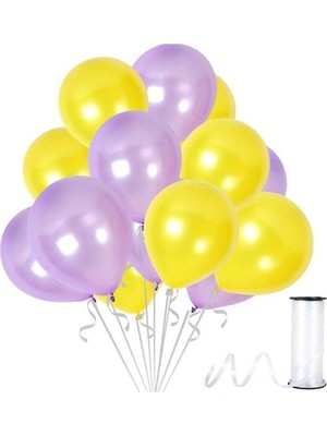 Best Parti Lila-Sarı Metalik Balon 25 Adet