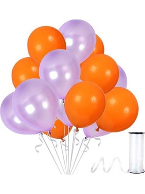 Best Parti Lila-Turuncu Metalik Balon 15 Adet