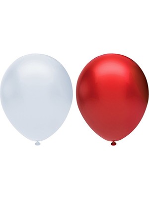 Best Parti Metalik Balon Seti 100 Adet ( Beyaz, Kırmızı)