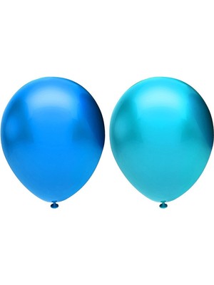 Best Parti Metalik Balon Seti 50 Adet ( Koyu Mavi, Açık Mavi)