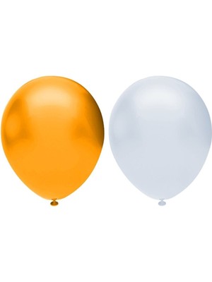 Best Parti Metalik Balon Seti 50 Adet ( Beyaz, Turuncu)