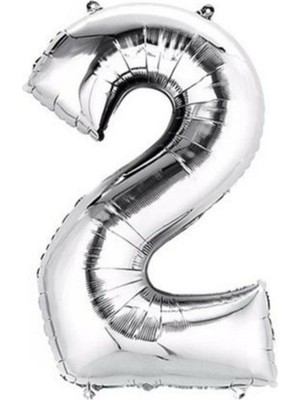 Best Parti Folyo Balon 40 Inç 100 cm 2 Rakamı Gümüş