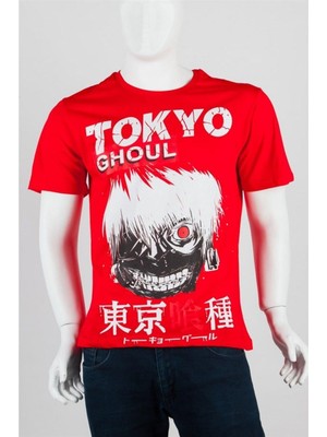 Dünyadan Hediyeler Tokyo Ghoul Unisex Pamuklu Regular Fit Kırmızı Tişört Large