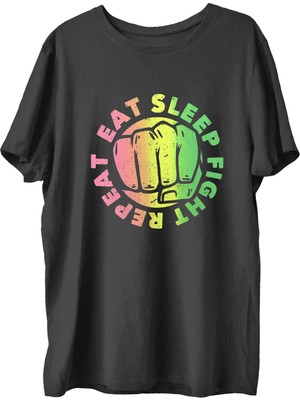 Top Glory Eatsleepx Baskılı Penye Boks  Sporcu T-Shirt