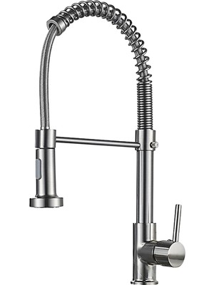 Dolity Aşağı Çekme Püskürtücü ile Mutfak Musluklar Tek Kolu Musluk Gümüş
