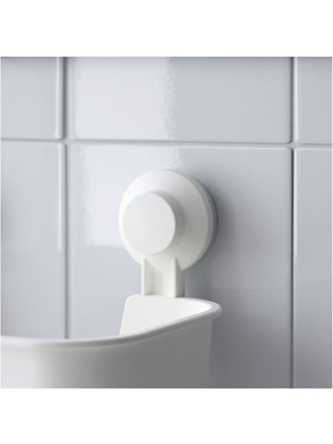 IKEA Beyaz Duş Sepeti Üçgen Model  Banyo Raf Vantuzlu Sepet