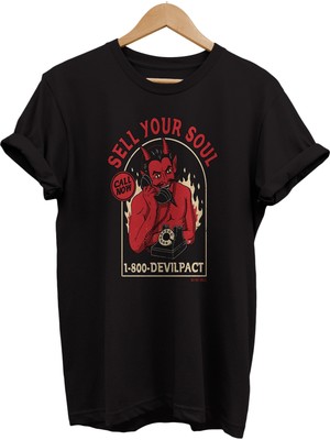 Remonz Sell Your Soul Baskılı %100 Pamuk Oversize T-Shirt Büyük Beden Tişört