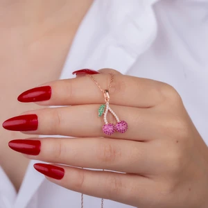 925 Gümüş Kiraz 925 Ayar Gümüş Kolye