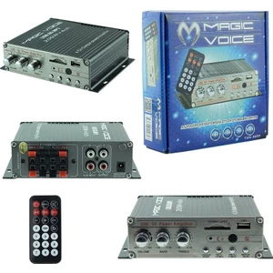 Magic Voice 12V Asansör-Motosiklet Mini Amfi 200W 4 Kanal Usb/sd
