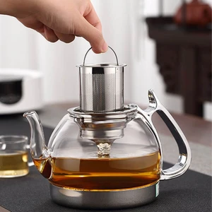 Borrey Indüksiyon Ocak Isıya Dayanıklı Cam Çaydanlık Elektromanyetik Fırın Çok Fonksiyonlu Filtre Pot Gaz Sobası Su Isıtıcısı Çay Seti | Çaydanlıklar (1000Ml Pot) (Yurt Dışından)