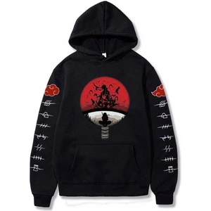 Deocept Naruto Anime Kolları Baskılı Unisex Oversize Kapüşonlu Sweatshirt