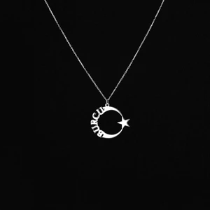 Gold Isimli Ay Yıldız Kolye 925 Ayar Gümüş