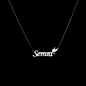 Gold Isimli Kuş Figürlü Kolye 925 Ayar Gümüş