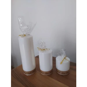 Bozkurt Mum 3'lü Set Kütük Silindir Beyaz Mum 20 cm x 7 Cm, 12 cm x 7 Cm, 7 cm x 7 cm (Üçlü Set)