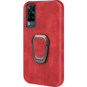 Xphone Store Vivo Y31 / Y51 2020 Için Halka Tutucu Pu Kılıf Kırmızı (Yurt Dışından)