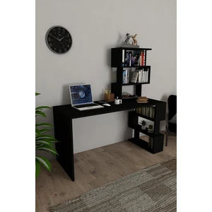 Okyanus Kitaplıklı Çalışma Masası Siyah