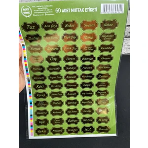Gold 60 Adet Baharat Bakliyat Kuruyemiş Baharatlık Kavanoz Sticker Etiketi