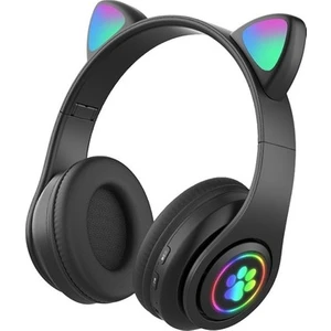 Kablosuz Bluetooth Kedi Kulak LED Işıklı Mikronlu Hafıza Kartı ve Aux Girişli