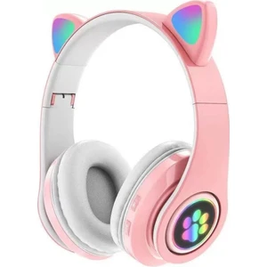 Kablosuz Bluetooth Kedi Kulak LED Işıklı Mikronlu Hafıza Kartı ve Aux Girişli